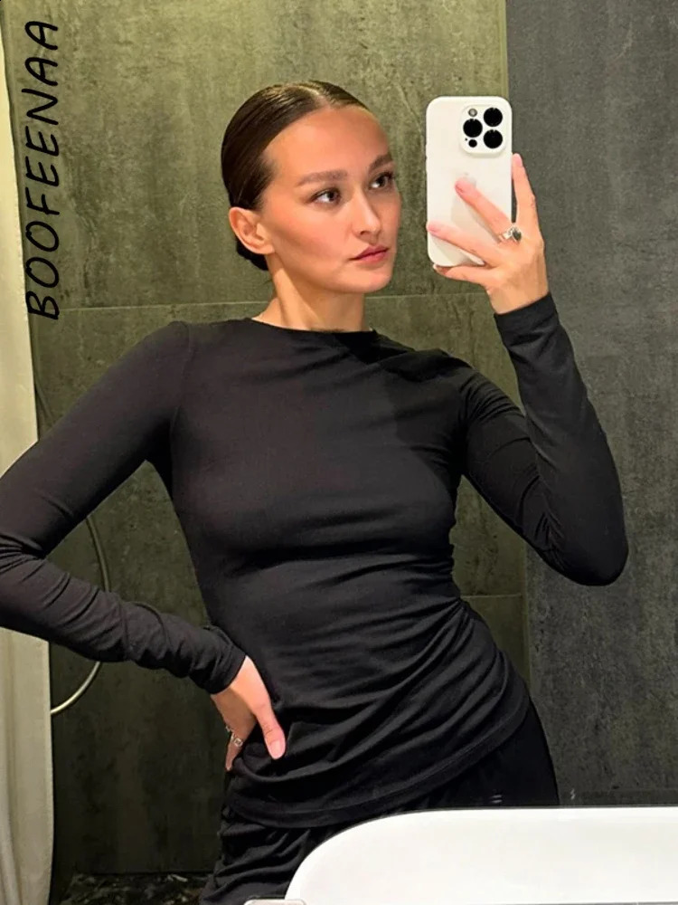 BOOFEENAA Fall Winter 2 Piece Set Long Sleeve Top Wide Leg Pants Suit Casual Clothing Cozy Lounge Sets Women Outfit C85-DZ40 250319