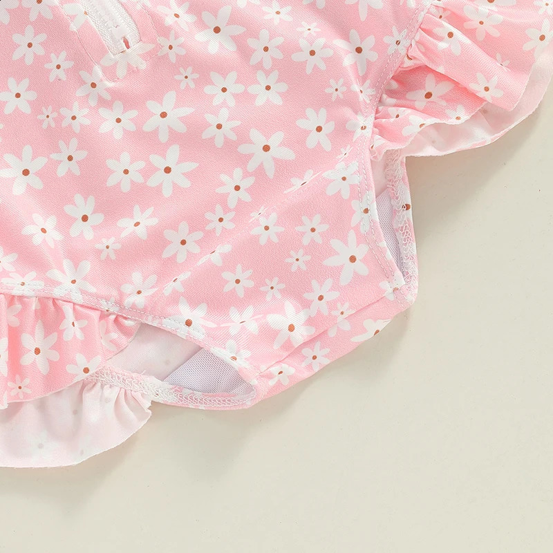 Infant Baby Girl Swimsuit Long Sleeve Zip Swimwear Bathing Suit Beach Wear 250319