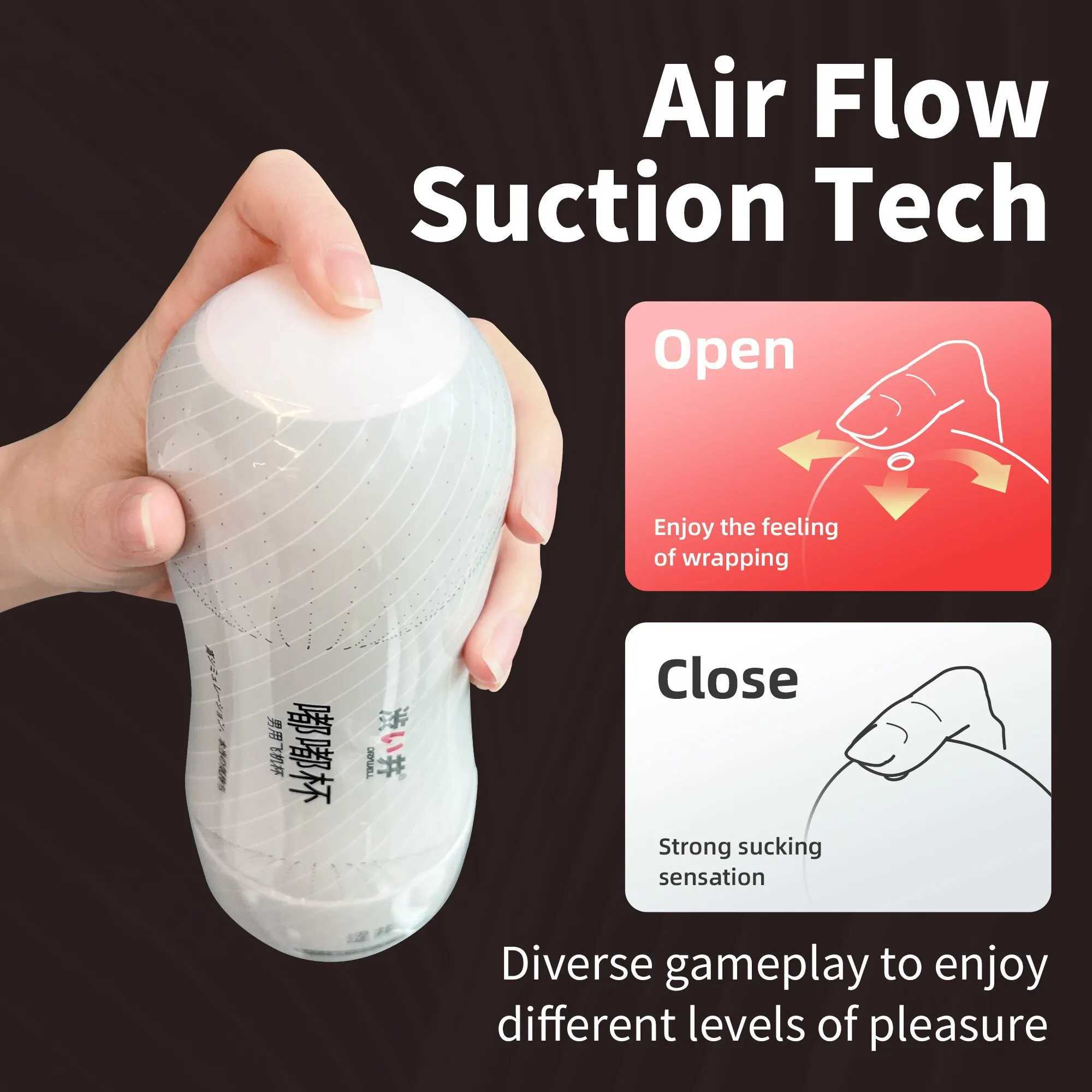 DRY WELL Male Masturbation Vagina Masturbator Cup Sexy Pocket Pussy Airflow Suction Control Masturbator for Adult Glans TrainerXJ250319