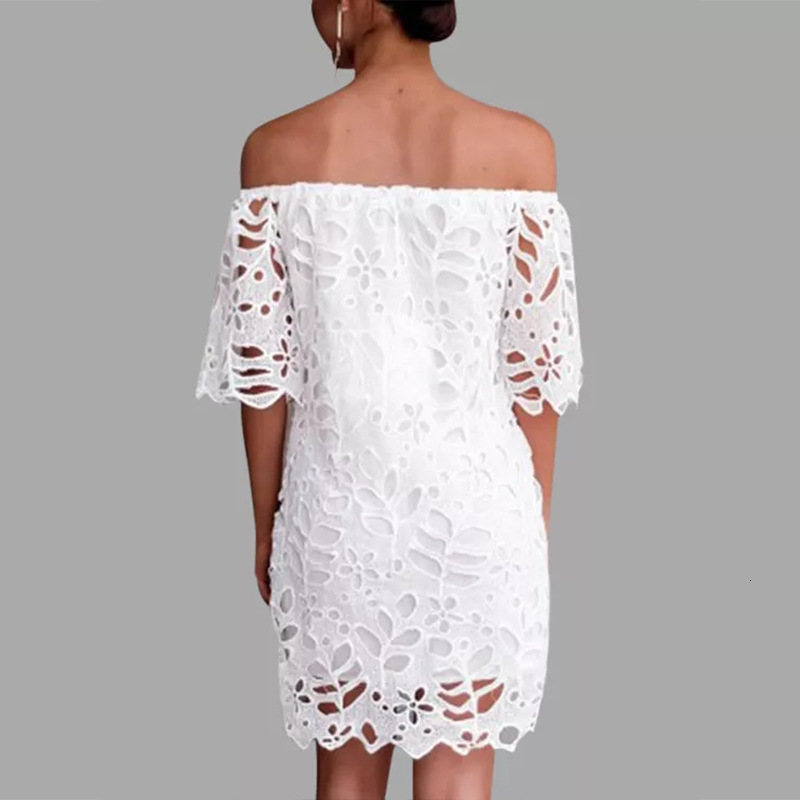 2025 Spring and Summer New Color Lace Mid Sleeve Commuter Dress, strapless Fashion Short Skirt