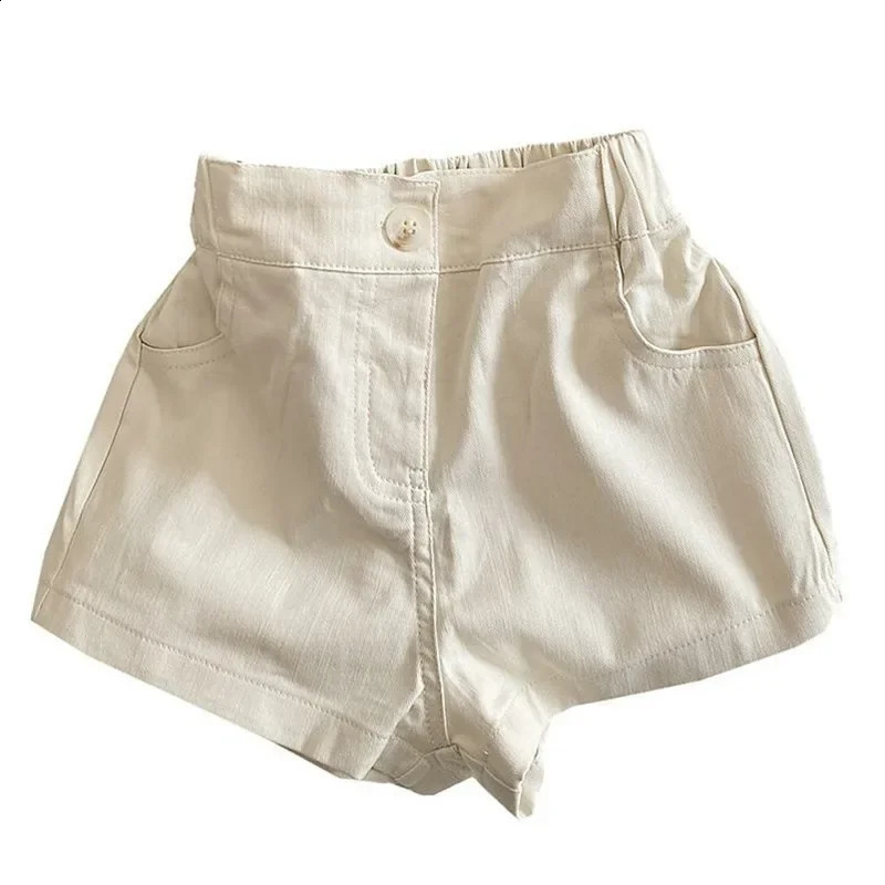 Summer Girls Shorts Baby Fashion Childrens Personality Trendy Korean Style Solid Color Casual High Waisted Versatile Pants 250319
