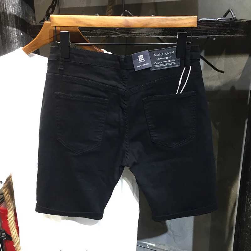 2024 New Summer Fashion Denim Shorts Mens Slim Straight American Street Trend Casual All-Match Cropped Pants W250319