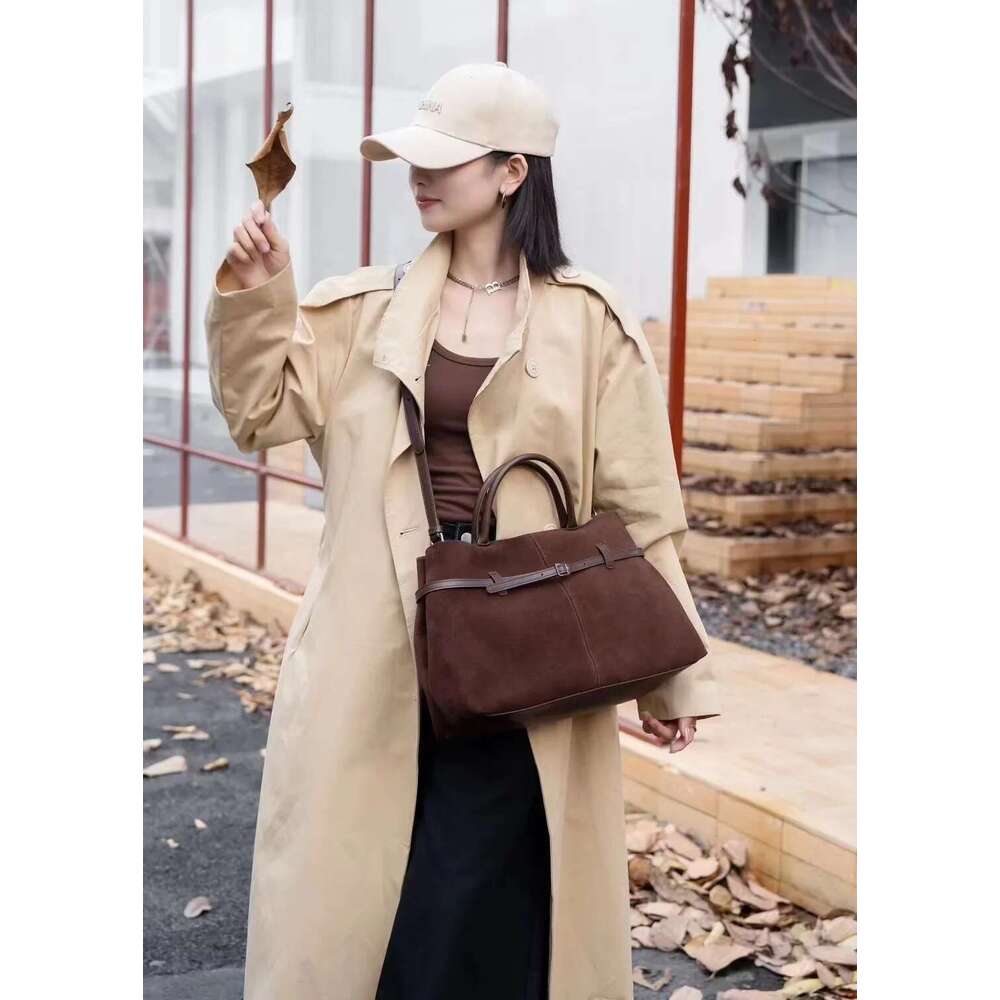 Suede Leather For Women Frosted Bag Retro New Autumn And Winter Casual Shoulder Handbag Commuter Tote
