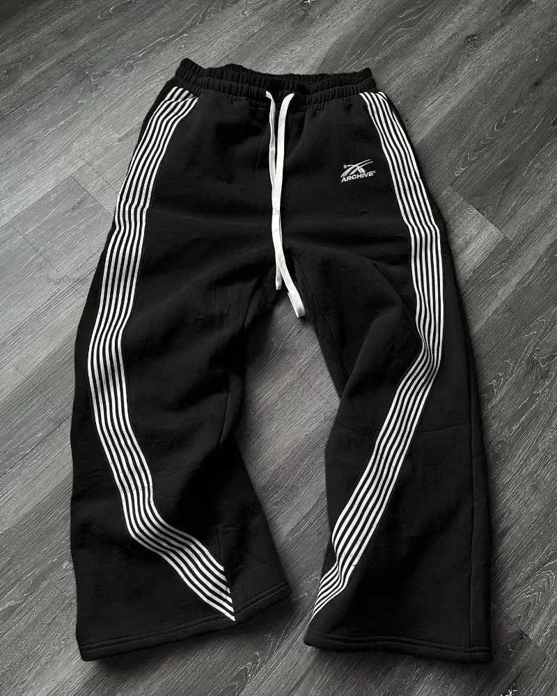 Sweatpants Y2K pants mens gothic hip-hop letters American retro double-layer design loose elastic waist jogging casual pants X250319