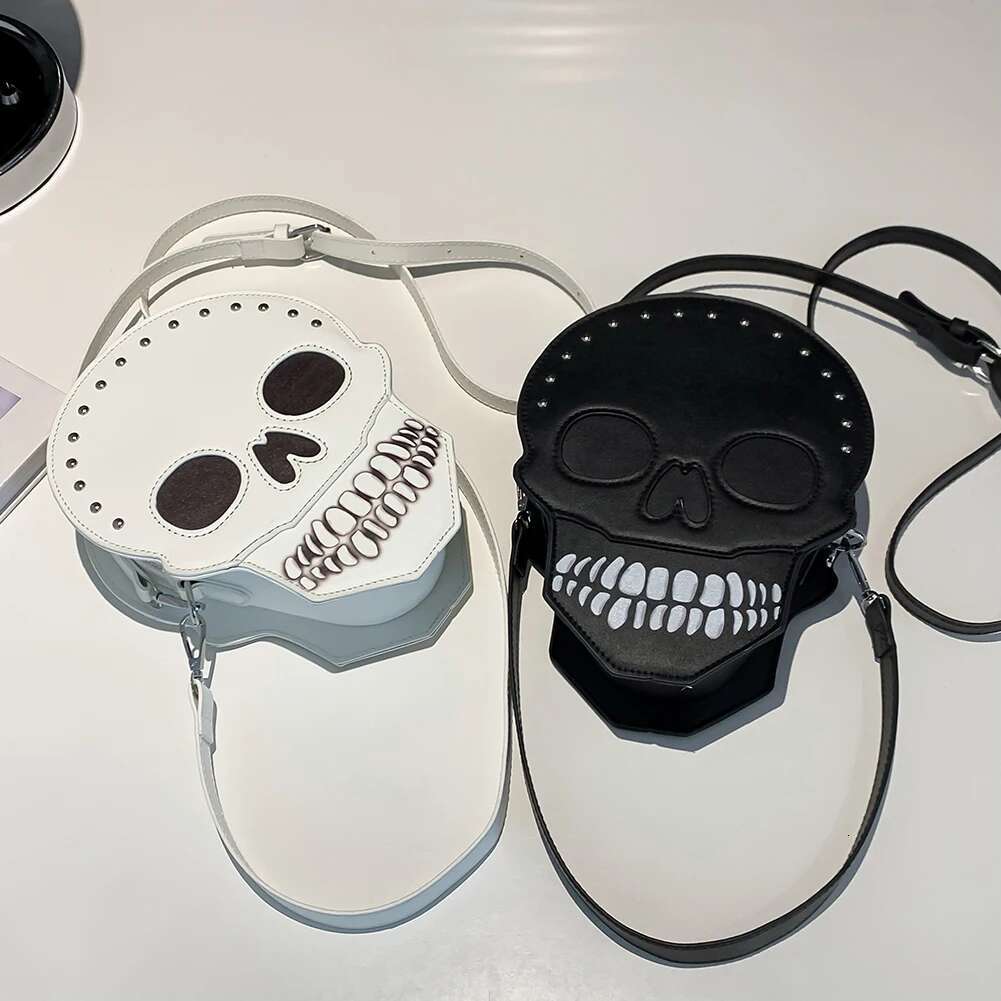 Crossbody Shoulder Zipper PU Leather Halloween Ghost Tote Novelty Devil Skull Funny Bag For Women Teens Girls