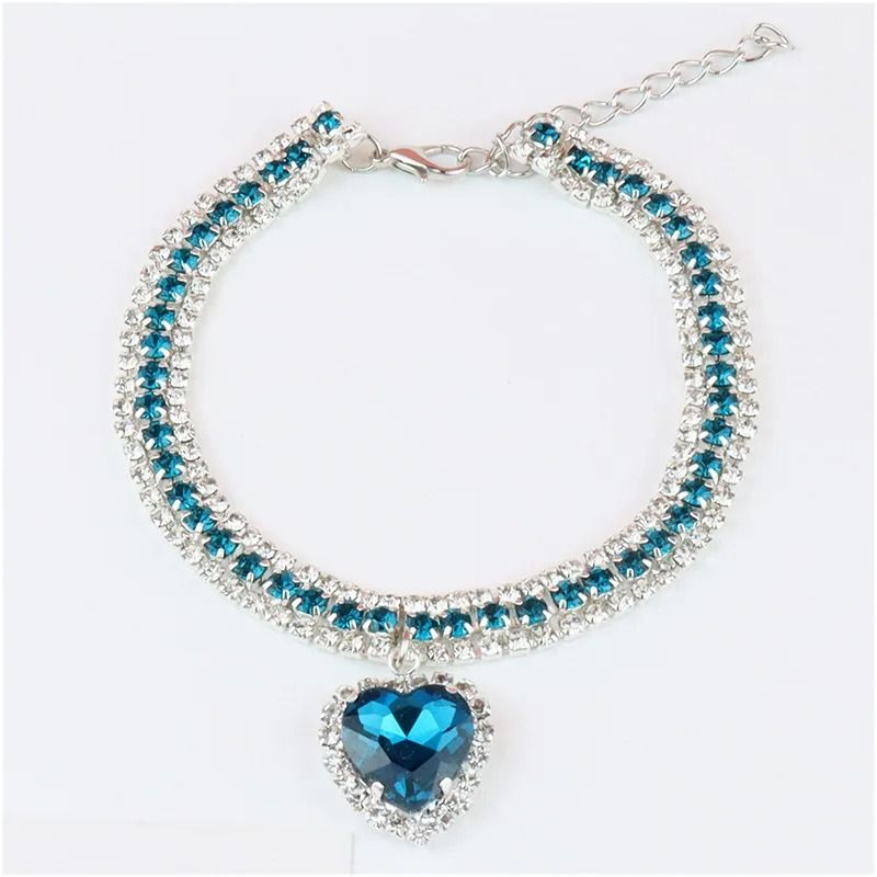 Dog Shiny Rhinestone Collar Cat Heart Diamond Jewelry Necklace Pet Bling Princess Collar Puppy Supplies Chihuahua