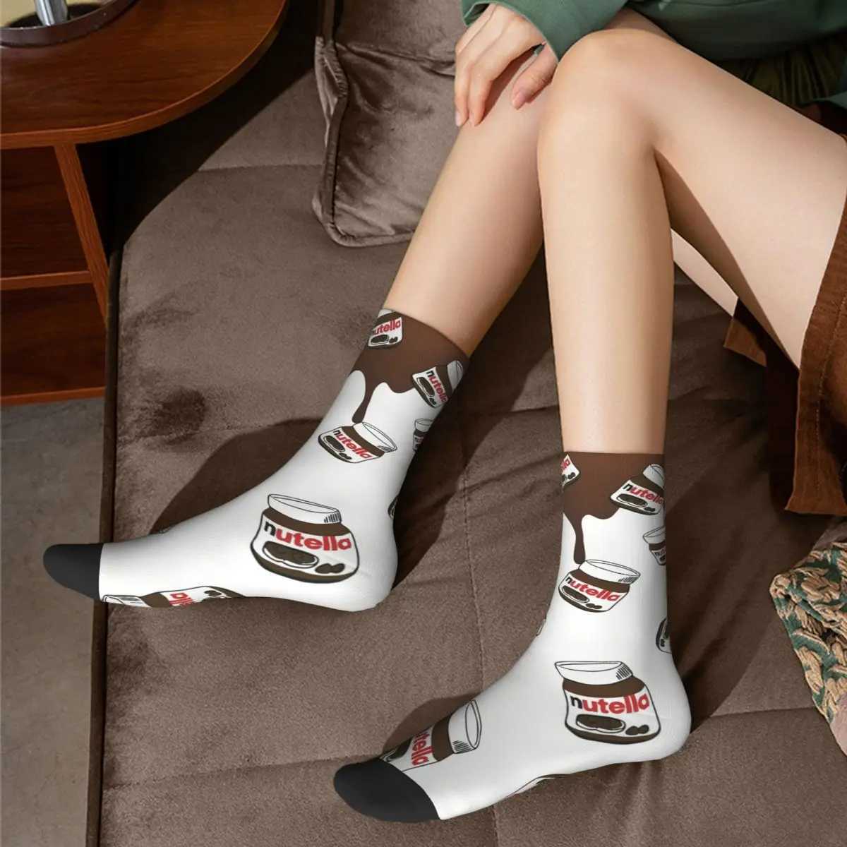 Chocolate food cartoon nut socks mens and womens spring long socks polyester X250319