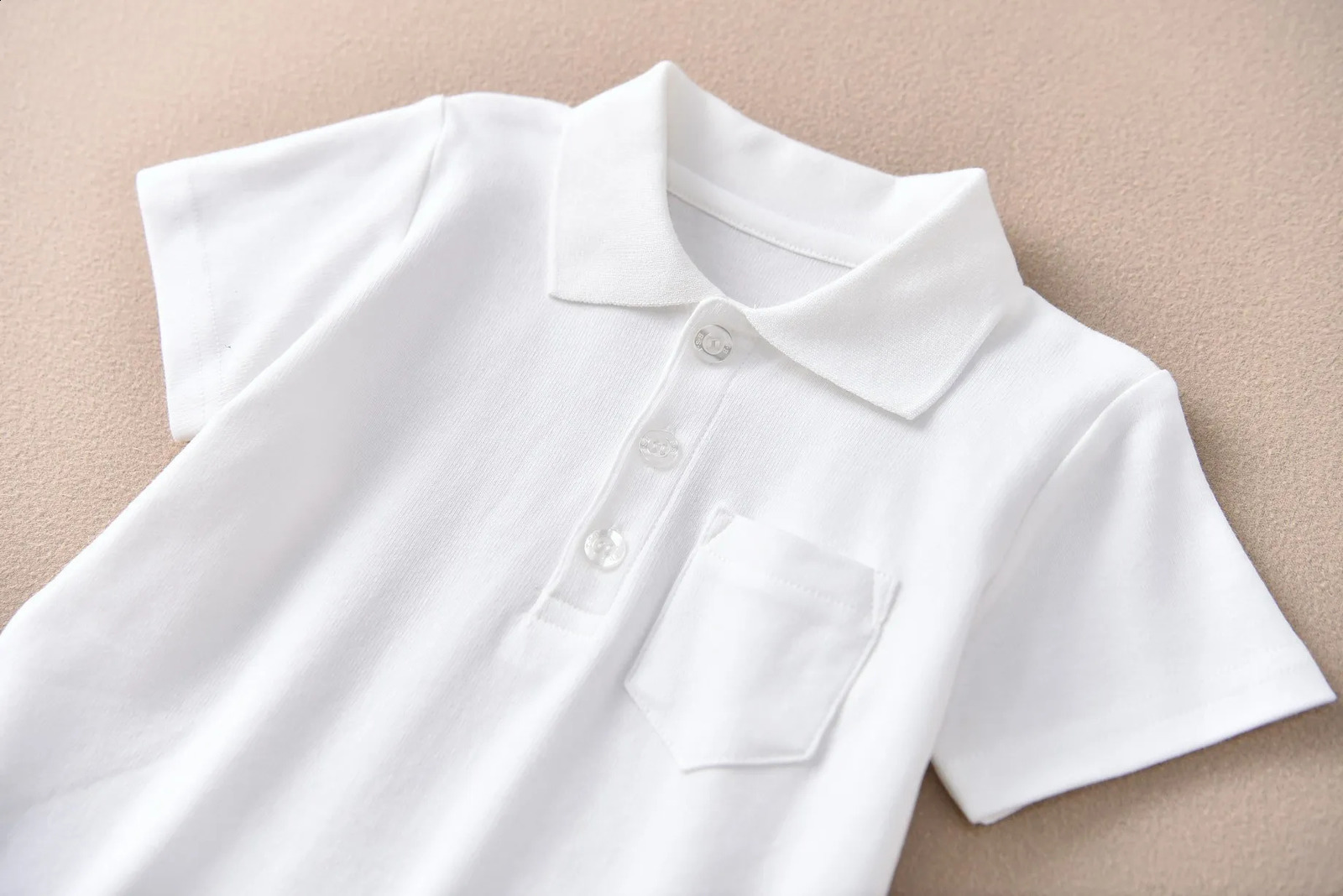 Girls Cotton Polo Shirt Children White Short-sleeved T-shirt Loose Breathable Size 90-170 250319