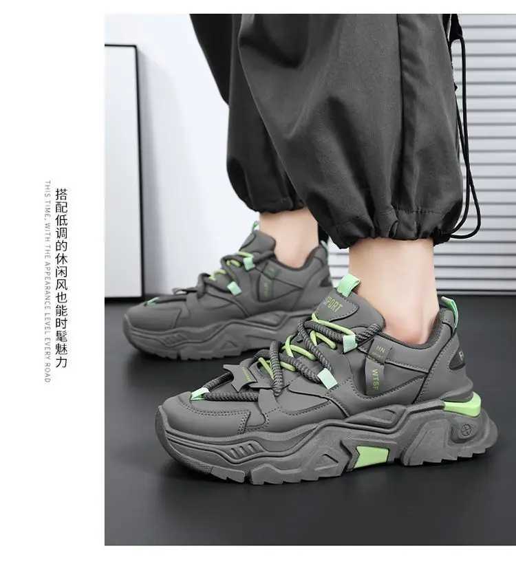 Trend Mens Sports Shoes Platform Vulcanized Korean Casual Shoes Mens Street Style Short and Fat Social White Shoes Mens Punk Z250319