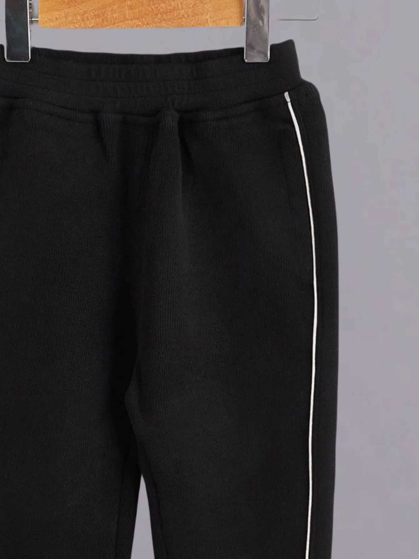 Childrens wear girls fall casual pants Black high waist hem pants with simple breathable comfortable design senseT250318