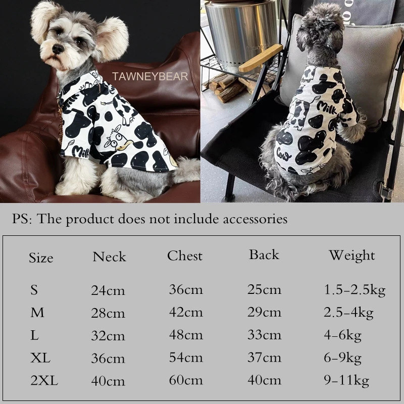 Dog clothing cow print pet clothing fashion handsome puppy fashion Schnauzer spring and summer black and white wholesale 250318