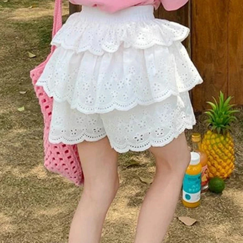 Girls Shorts Lace Fluffy Cake Skirt Pants Summer Fashion Casual Culotte ChildrenS Clothing Cute And Versatile Pants 250319