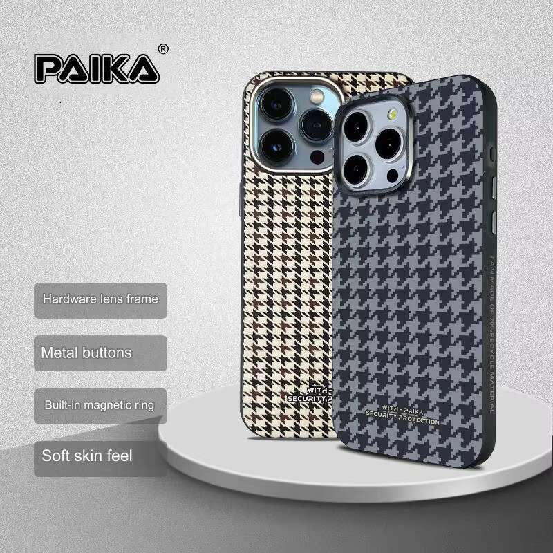Houndstooth Magnetic Phone Case for iPhone 16 15 14 13 12 Pro Max PC Hard Back Panel Shockproonti Fall Frosted Cover