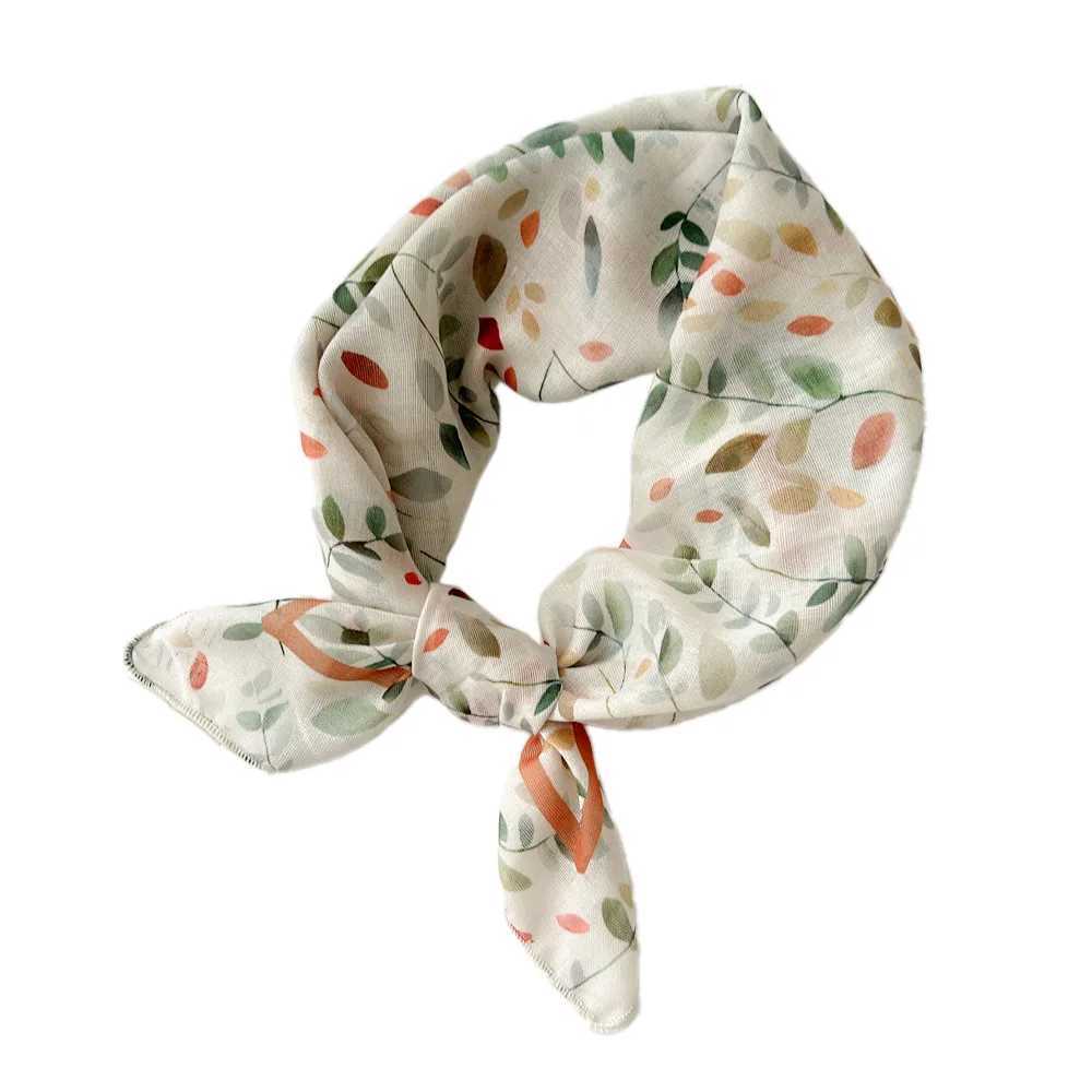 55cm Womens Cotton Linen Spring and Summer Square Scarf Suitable for Korean Fashion Band Fashion Decoration Hair Flower Neck Scarf X250319