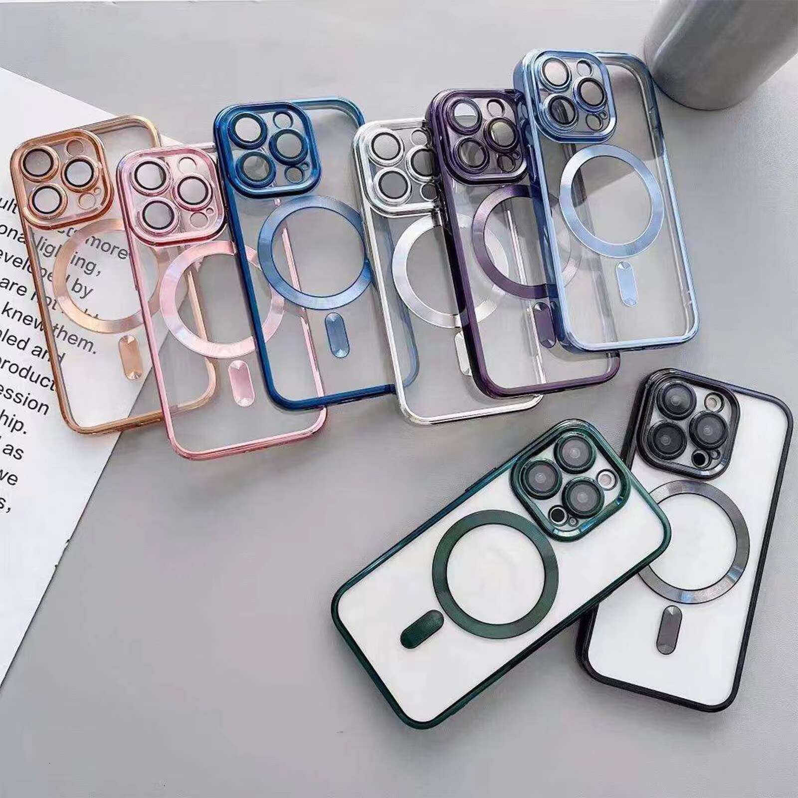 clear Magnetic 16 Pro Max Magnet case Support Wireless Charging Phone Cases for iPhone 15 14 11 12 13