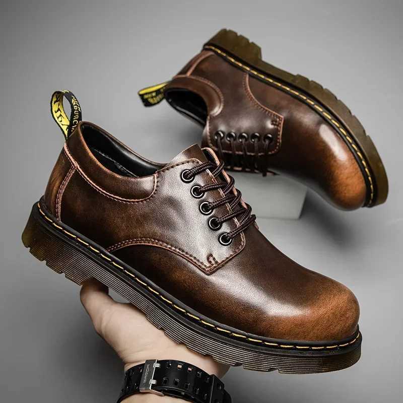 Womens Comfortable Round Toe Walking Elegant Shoes Spring Shoes Men Genuine Leather Casual Outdoor Wear-Resistant Work ShoesXJ250319