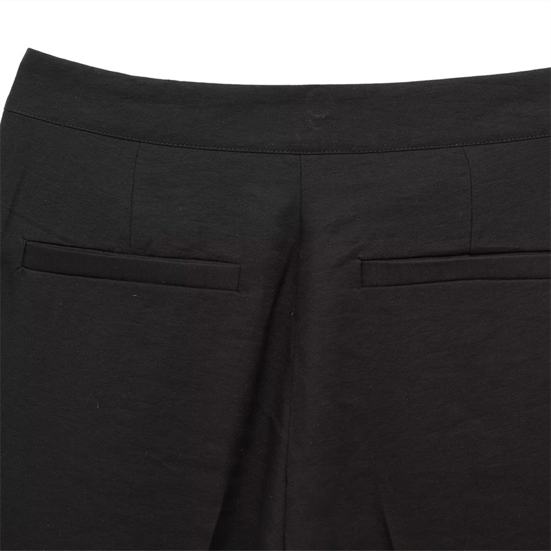 2025 Spring/Summer New Casual Women's Clothing Fashion Simple and Versatile Wide Leg Pants Button Pocket Wrinkle Decoration