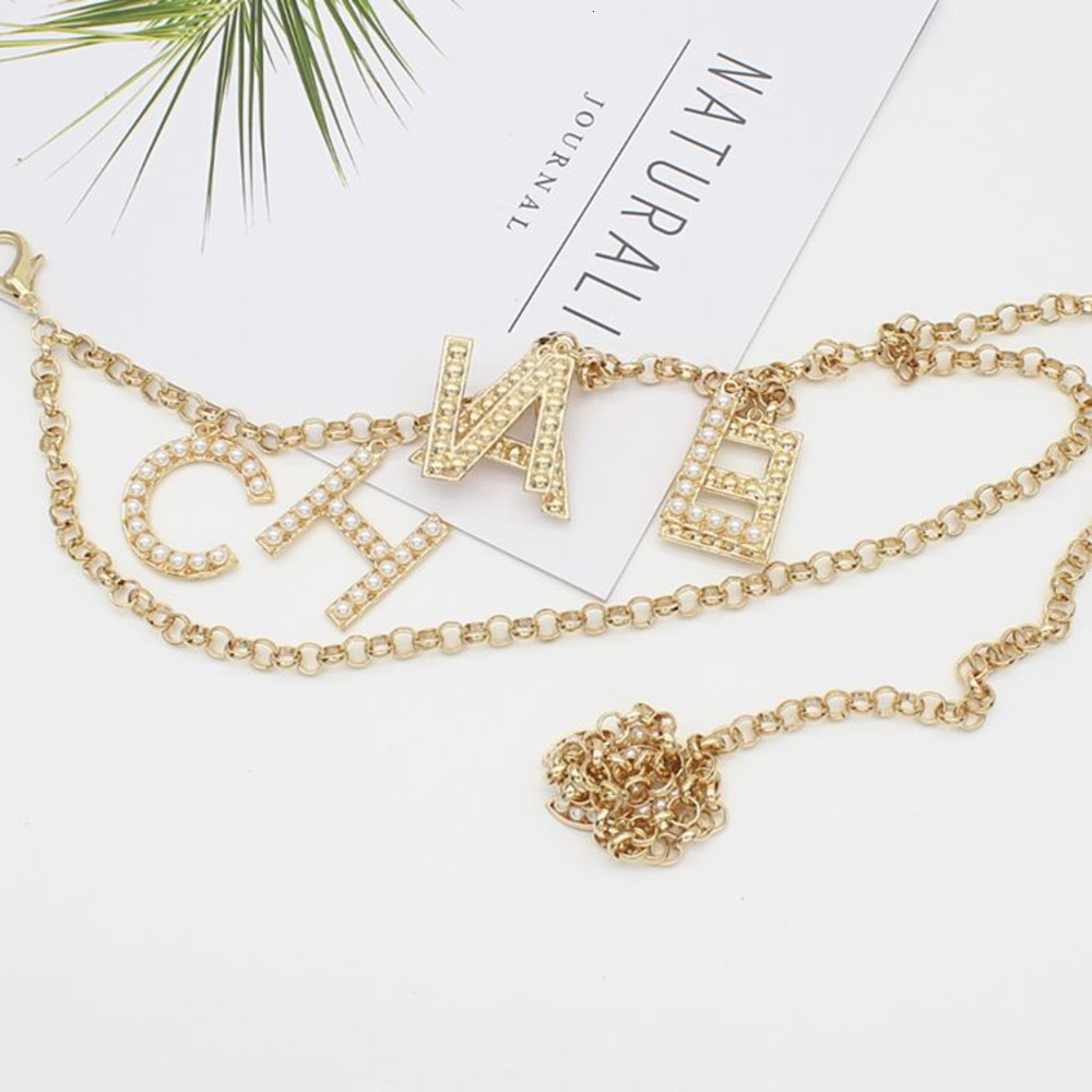 Fashion Accessories Belts For Women Alloy Belt Designer Gold Color Waist Chain Rhinestone Peal For Girl Party yy