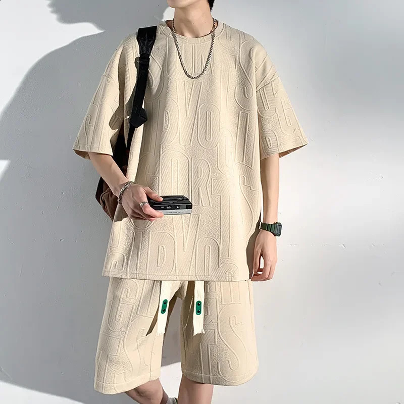 Mens Summer O-neck T-shirts Baggy Harajuku Shorts Full Match Breathable Ulzzang High Street Teen Mens Fashion Handsome Cool 250314