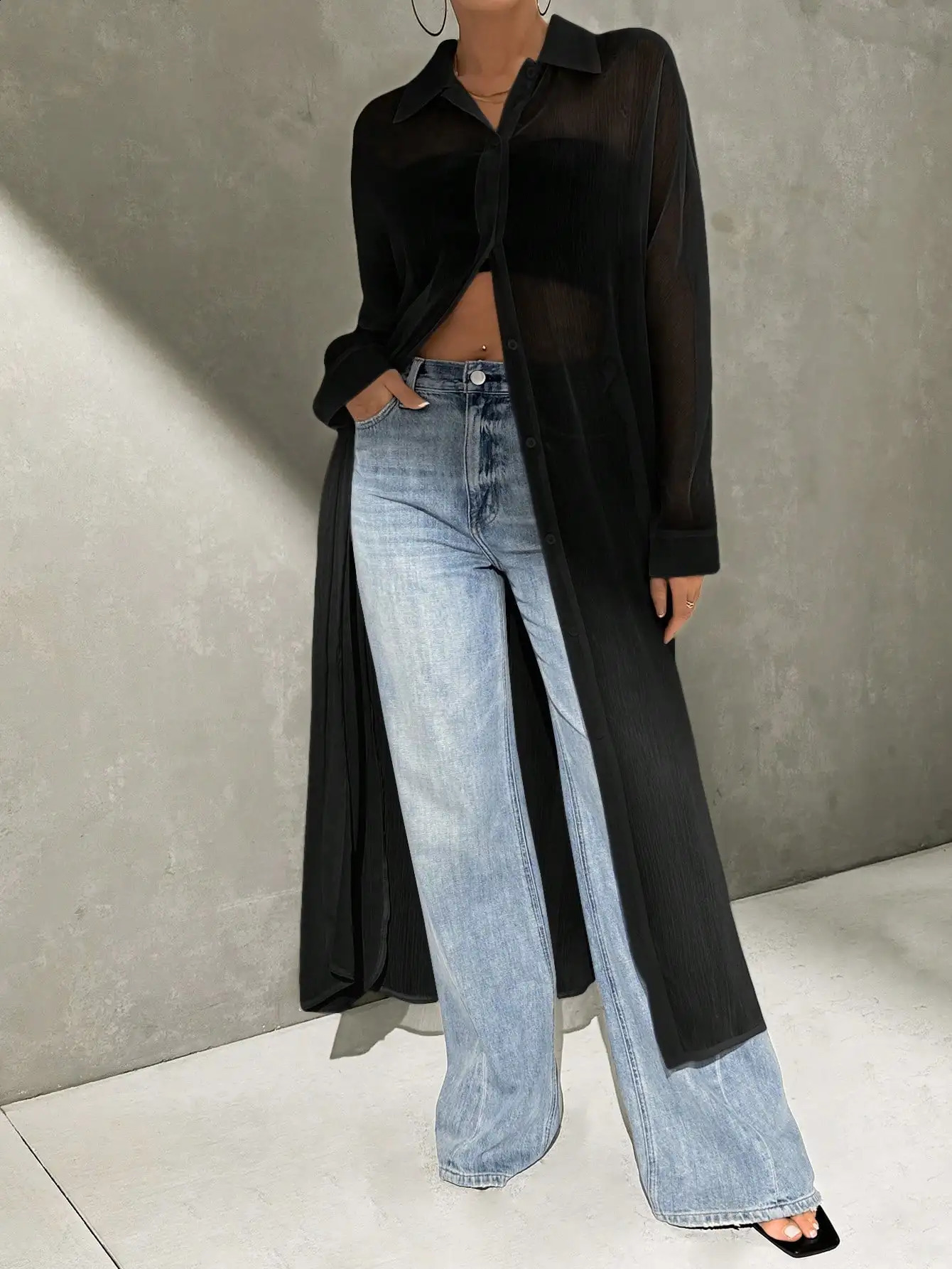 White Ice Silk Sunshine Shirt Womens Summer Long Sleeve Loose French Thin Open Woolen Sweater 250318