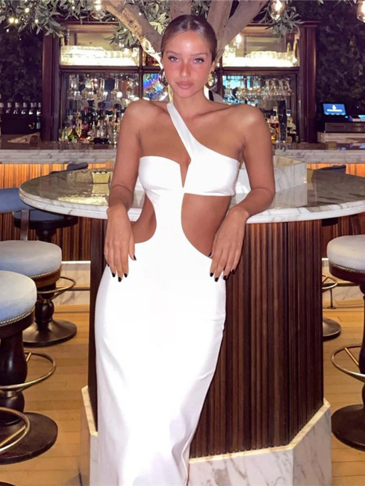 Sunny Sexy Y2K Clothes Hollow Out Sleeveless Backless Bodycon Maxi Dresses For Women Club Birthday Party Elegant Outfits 250319