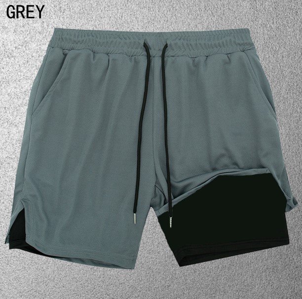 Men's Shorts Sports Men 2 In 1 Double-Deck Summer Fitness Sweatpants Joggin Elastic Woven Training G Running