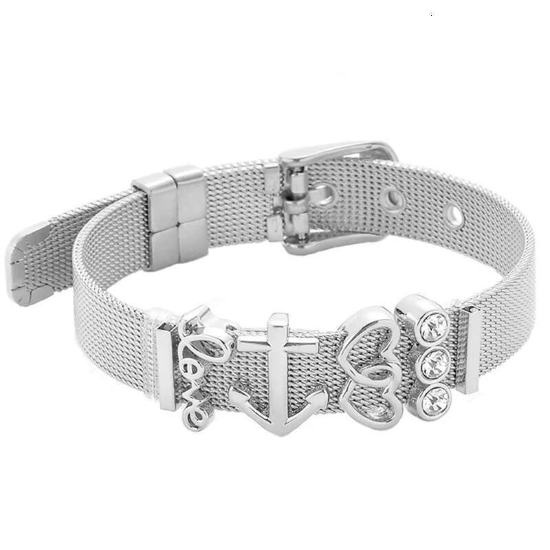 Fashion Stainless Steel Mesh Bracelets Original Heart To Heart Beads Kepper Bangle Bracelet For Women Men Jewelry Gift Wholesale
