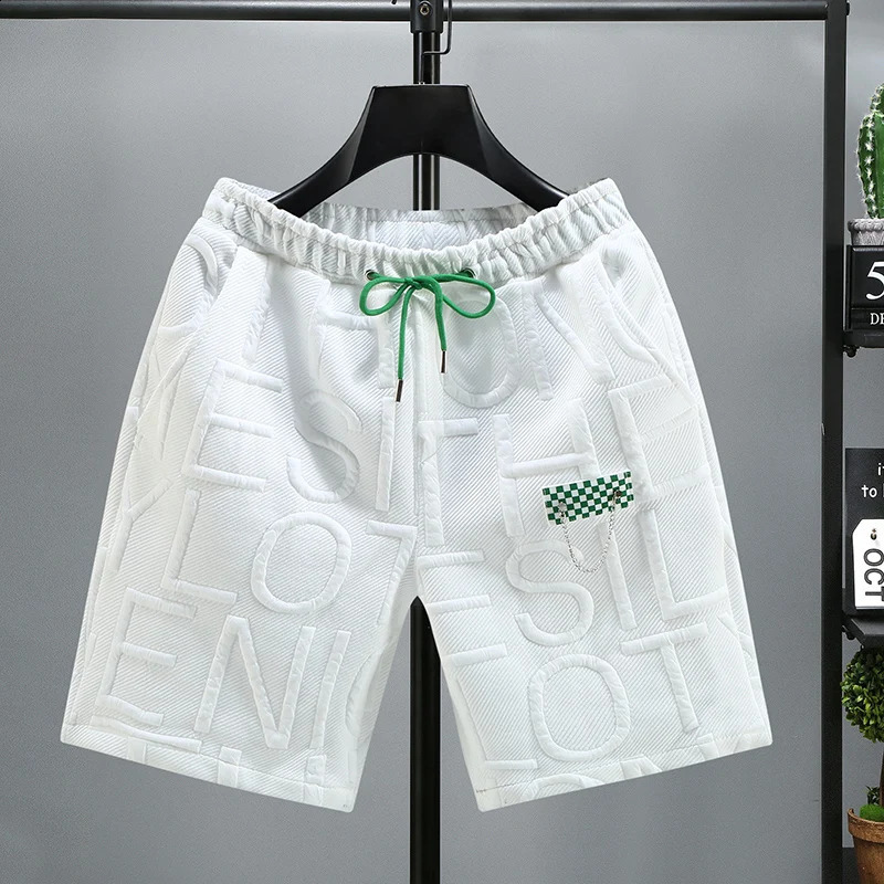 Letters Size 5XL 6XL 7XL Fashion knitted Shorts Men Comfortable Elastic Waist Clothing Male Breathable Short Trousers 250317