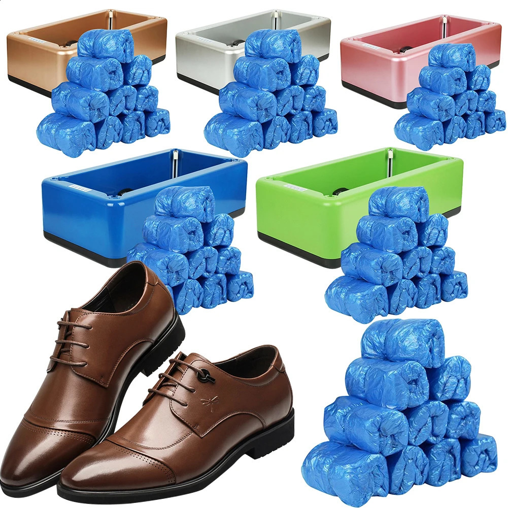 Automatic shoe cover dispenser with 100Pcs disposable covers portable film machine no need for indoor wipers 250318