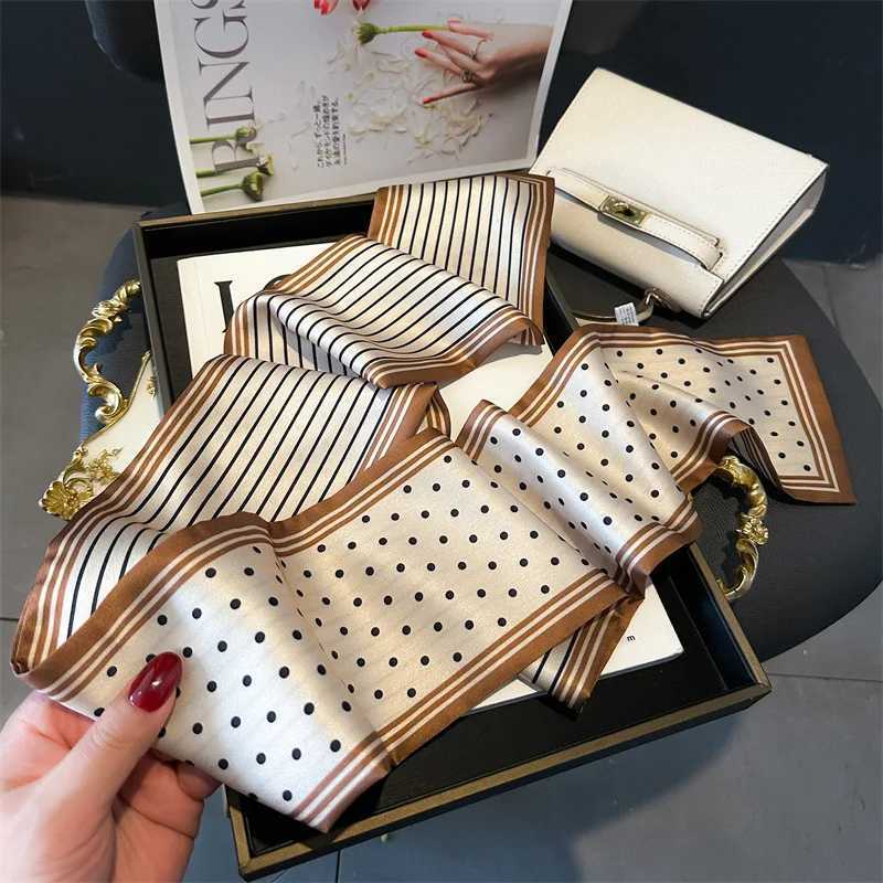 French polka dot silk scarf collar foard Fem hair scarf collar tie womens tight scarf soft satin X250319