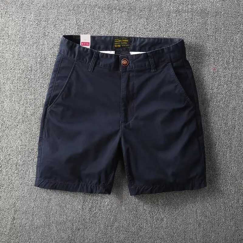 Summer Textured Washed Mens Casual Shorts Trendy Mens Soil Pure Cotton Solid Color Versatile Slim Fitting Workwear Capris W250319
