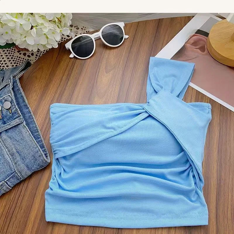 Colorful Y2K Spicy Girls Crop Top One Shoulder Sleeveless In Ladys sweet Vest Korean Casual Chic Camisole Streetwear 250319