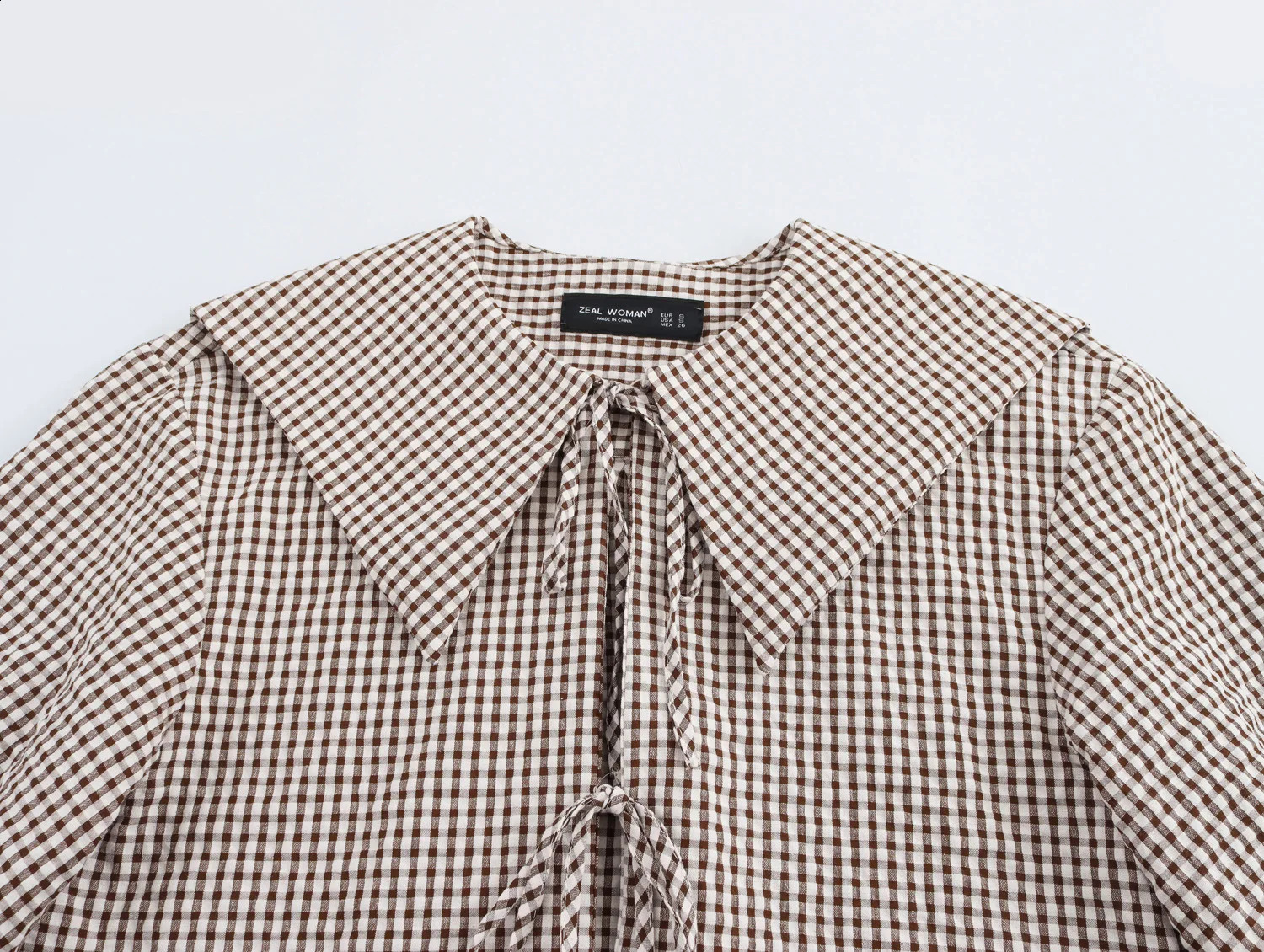 Womens Plaid Lace Up Shirts Blouses Fashion Turn Down Neck Blouse Top Women Casual Cute Sweet Long Sleeve Clothes 250319