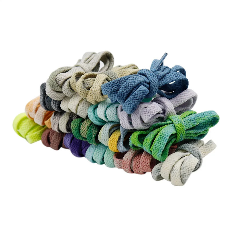 Weiou Lace 20 Pretty Colors Thickness Tie-dye Ropes 8MM Flat Type Artistic Sneaker Boots Cord 60-180CM Shoe Accessory Wholesale 250319