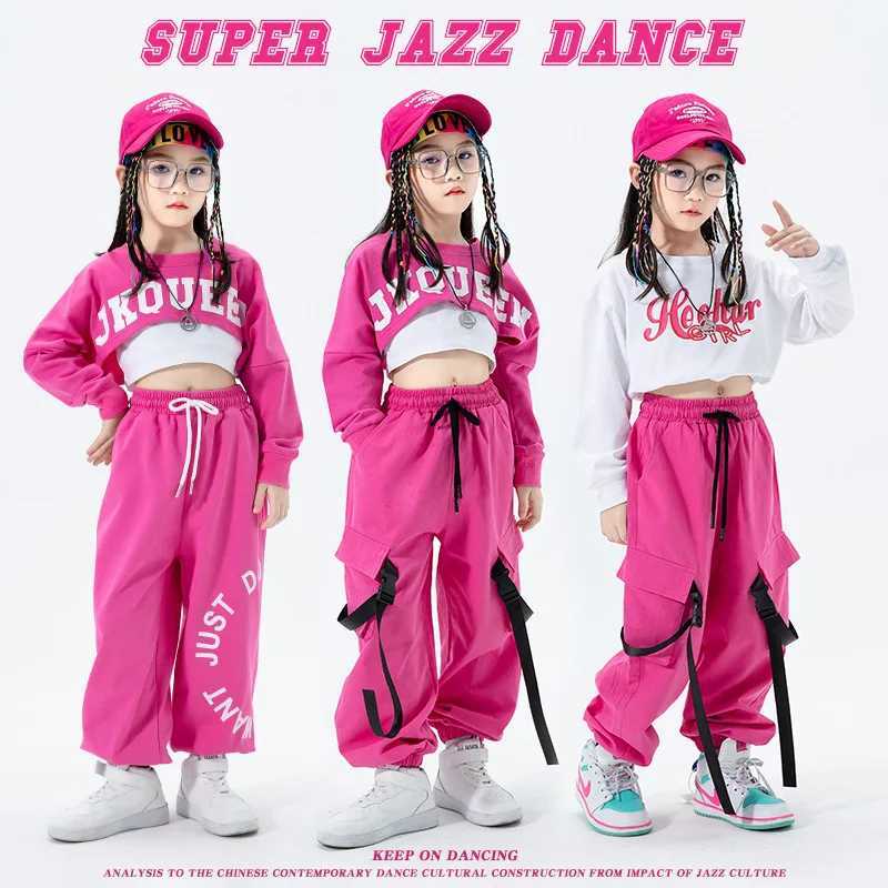 Fashionable girl jazz dance costume hip-hop unique girl jazz dance set with letter printed NAVEL clothing street clothingT250318