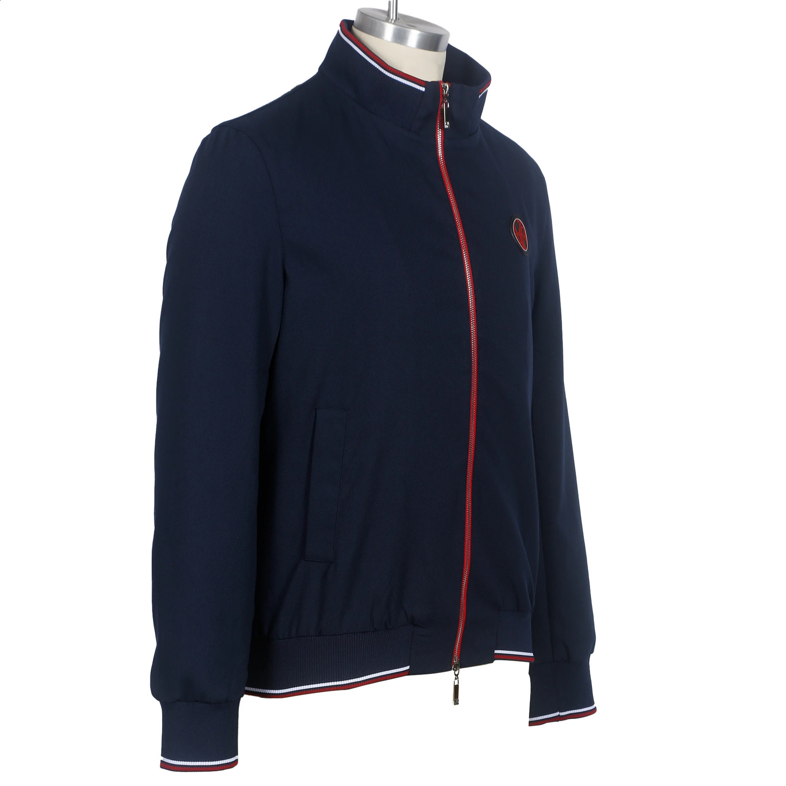 Mens baseball jacket spring thin zipper stand up collar navy blue student sports 250317