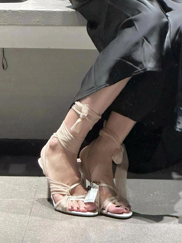 Fashion Women Heels Sexy Padlock High Sandals Thin Single Strap Metal Stiletto Slippers Heel Shoes 240723