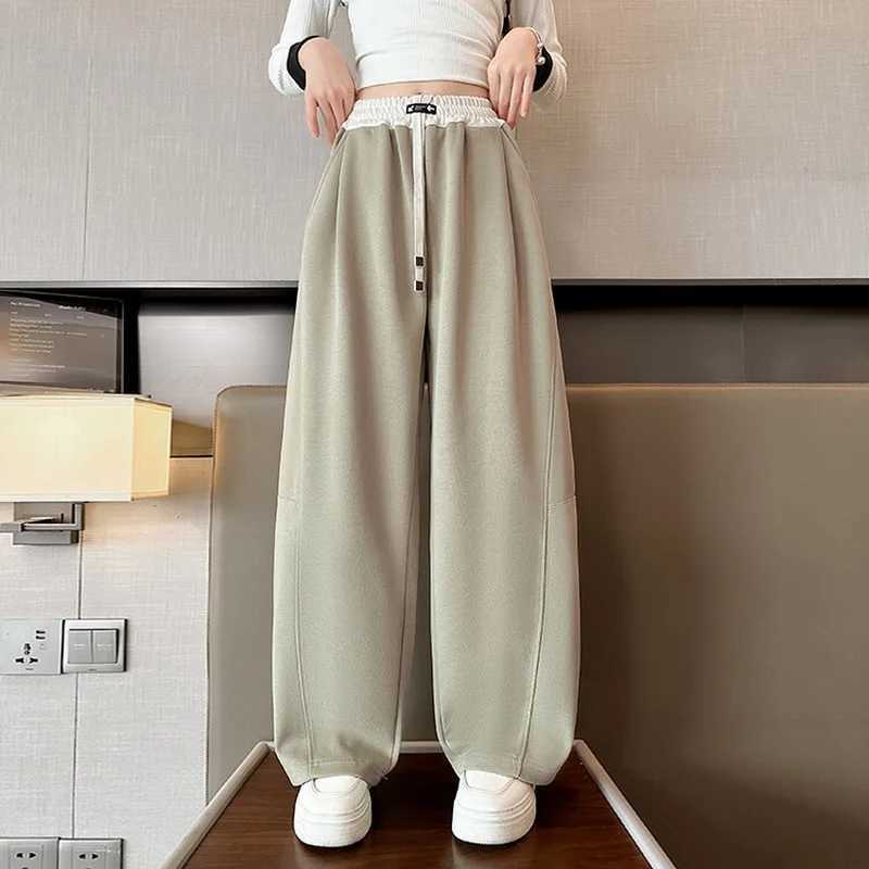 Girls wide leg pants childrens fashionable loose pants childrens straight sports pants 2024 high waisted spring and autumn casual TrousersT250318