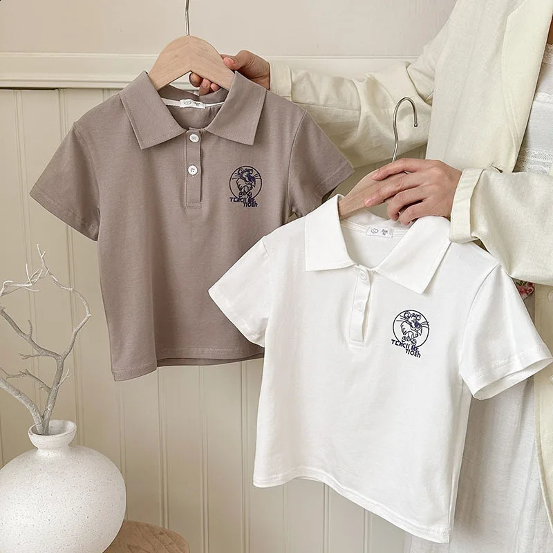 Baby Girls Boys Polo Shirt Kids Short Sleeved White Shirts School Uniform Top Tees Summer Childrens Casual Clothing 250319