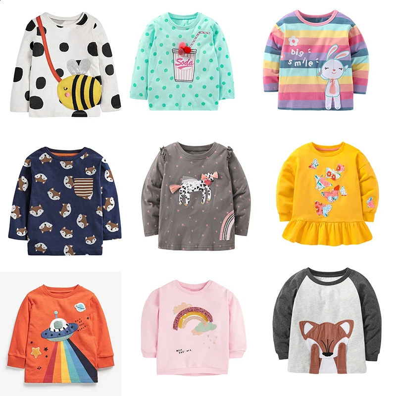 Little maven Girls Long Sleeve T Shirt Spring Animal Print Baby Girls Tops Tees Shirts Cotton 250319