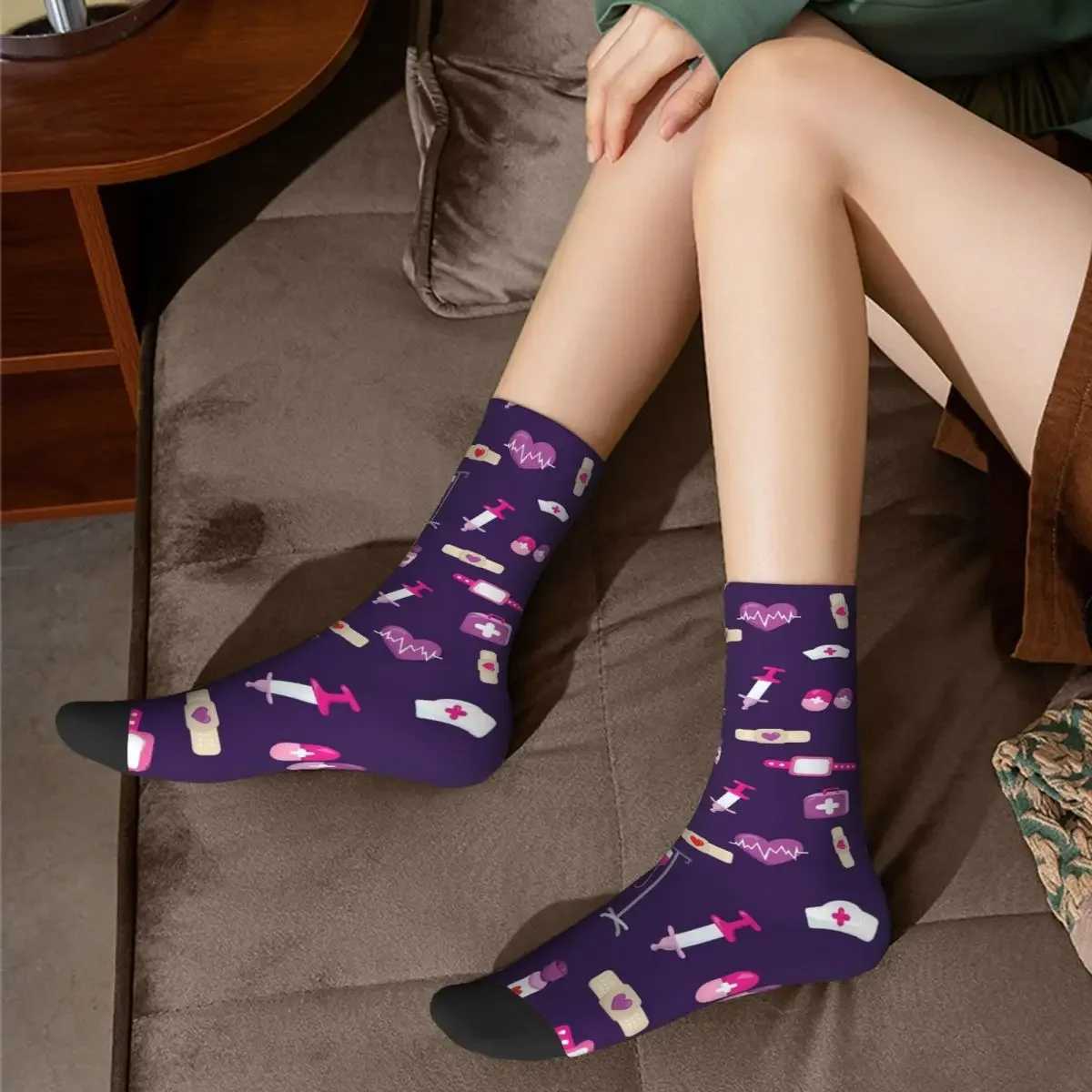 Cute Hospital Medical Pattern Gift For Nurses Socks Harajuku High Quality Stockings All Season Long Socks for Man Woman Gifts X250319