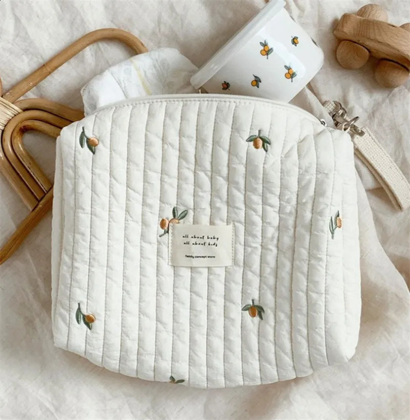 Portable Stroller Nappy Bag Quilted Baby Diaper Caddy Organizer Embroidered Mommy Bags Babies Accessories Changing Bag Storage 250319
