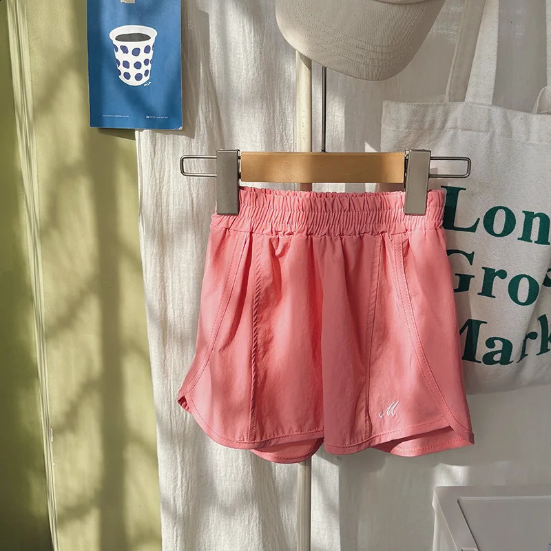Boys Girls Shorts Cotton Summer Kids Sport Shorts Korean Loose Casual Pink Black Blue Purple Beach Shorts 250319