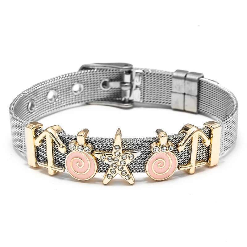 10mm Stainless Steel Mesh Bracelets Original Lollipop Star Beads Charm Keeper Bracelets Bangles For Women Fashion Jewelry Gift