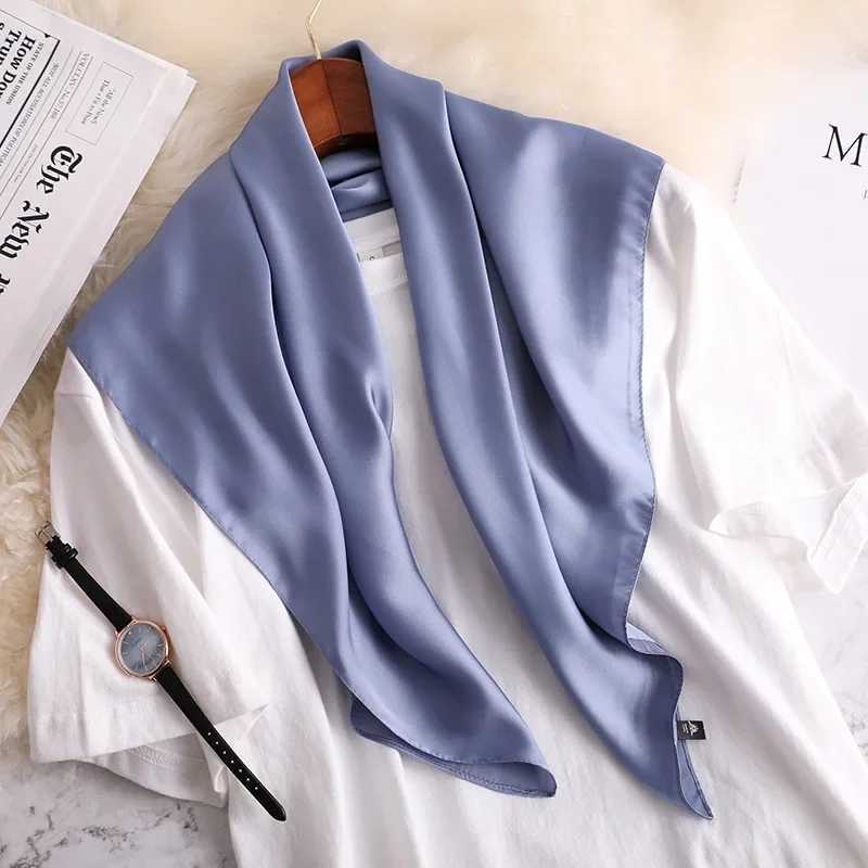 Solid color silk square scarf used for fabrics soft satin collar womens headscarf hair clip tie fine hair womens hair X250319