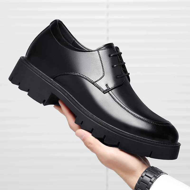 8-10cm high gain mens shoes for summer and autumn mens shoes lined with mens hollow business dresses mens elevator leather shoesXJ250319
