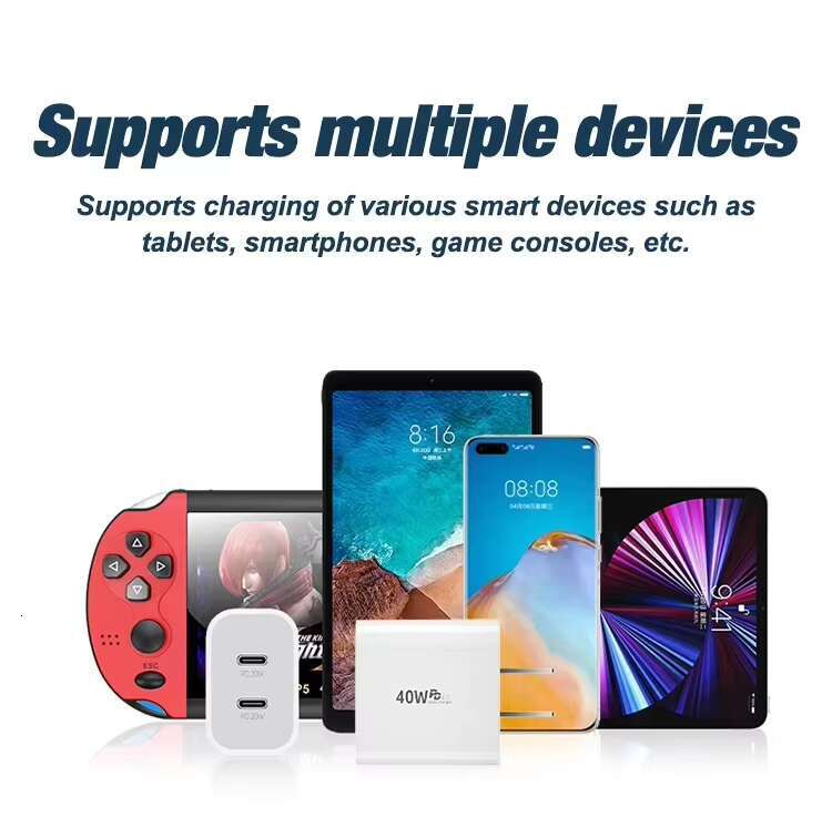 PD 40W Fast Charging Charger for IPhone Samsung EU US Plug 20W Dual USB C Type Quick Charge Adapter Mobile Phone Travel Chargers