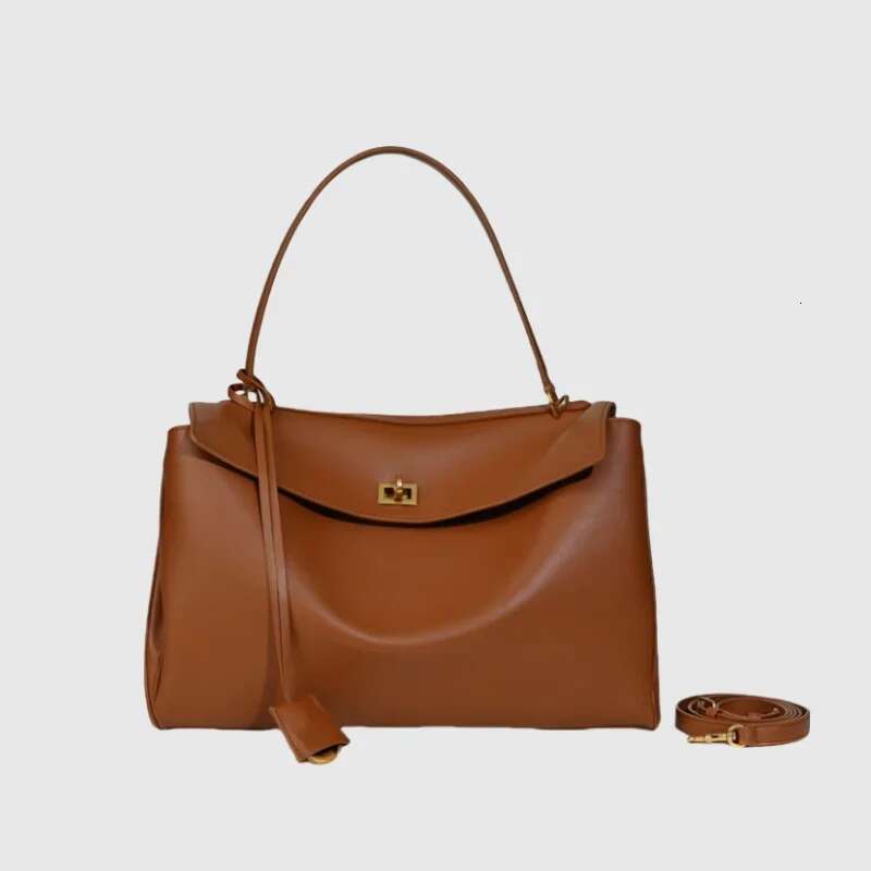New Rodeo Bag Genuine Leather Kelly Women's Tote Large Capacity Advanced Lock Fashion High Sense Underarm Bag