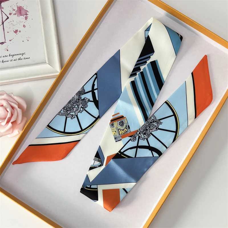 2022 Luxury Silk Scarf Ultra Thin Hair Accessories Fashion Bag Handle Ribbon Womens Horse Printed Belt Womens Autumn New 60SKU X250319