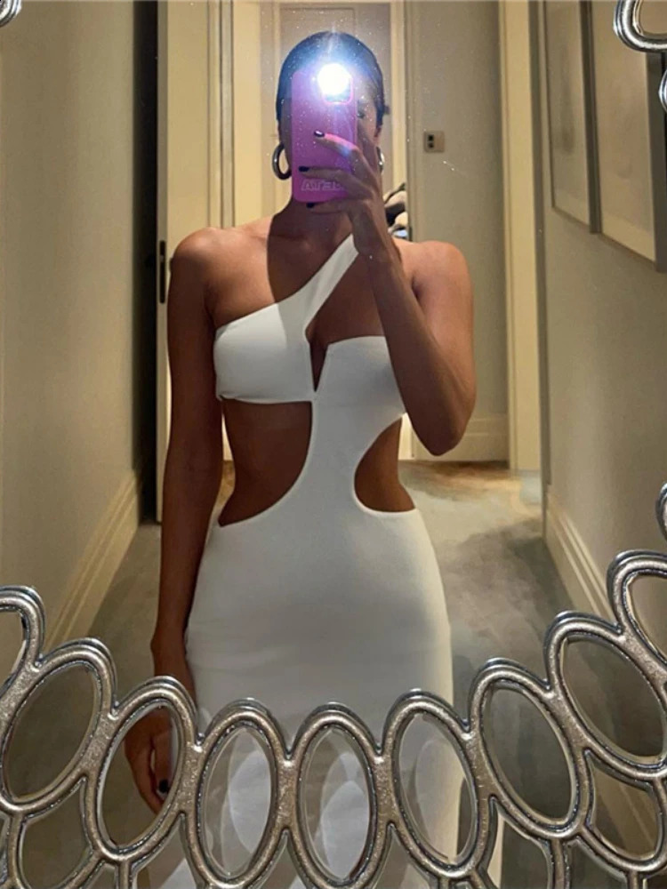 Sunny Sexy Y2K Clothes Hollow Out Sleeveless Backless Bodycon Maxi Dresses For Women Club Birthday Party Elegant Outfits 250319